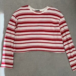 Zara Striped Red and White Women's Top